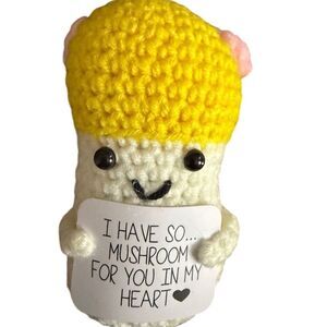 Handmade Crochet Mushroom Doll with Affirmation Card Cute Design